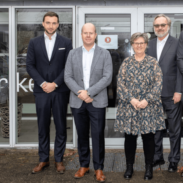Pictured are senior representatives from the Schur Group with Carl E Parkander CEO Interket Group (2nd from left). From left to right: Johan Schur, Carl E Parkander, Kirsten Olesen, Hans Schur, Hans Christian Schur